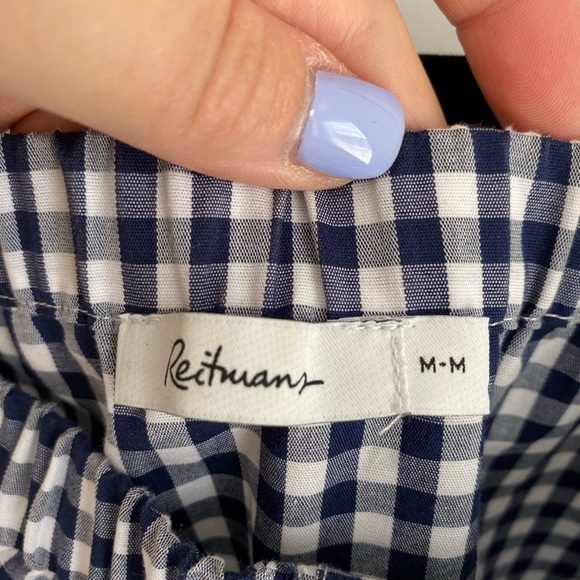 Blue Gingham Off-The-Shoulder Blouse - Picture 6 of 8